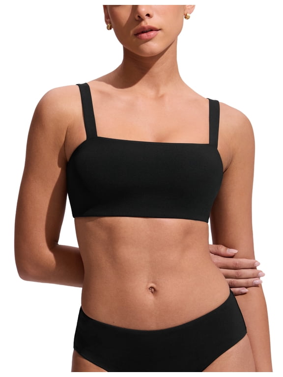 Square Neck Bikini Tops for Women Padded Wide Straps Full Coverage Bathing Suit Swim Bra