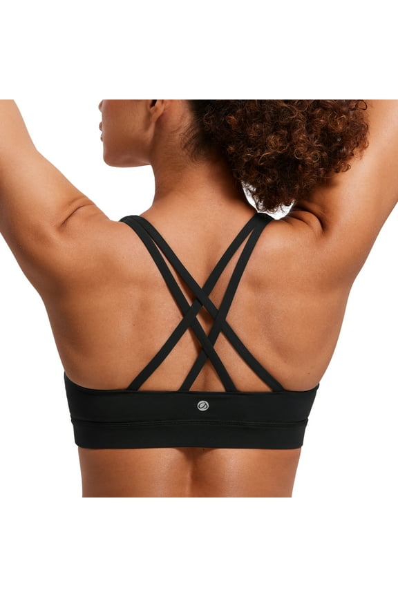 Women's Strappy Sports Bras Fitness Workout Padded Yoga Top Criss Cross Back