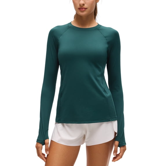 CRZ YOGA UPF 50+ Long Sleeve Sun Shirt, Hiking, Crewneck, Tops for Women