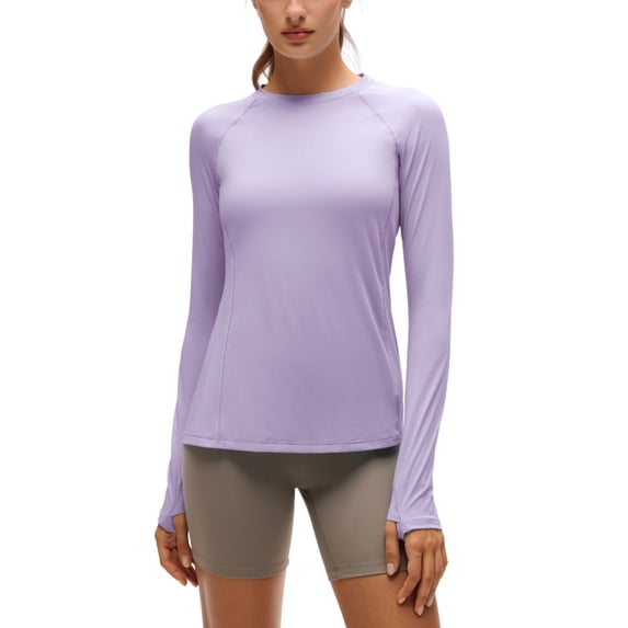 CRZ YOGA UPF 50+ Long Sleeve Sun Shirt, Hiking, Crewneck, Tops for Women