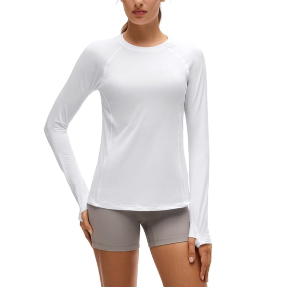 CRZ YOGA UPF 50+ Long Sleeve Sun Shirt, Hiking, Crewneck, Tops for Women