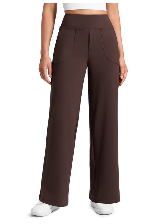 Wide Leg Yoga Pants Pockets 30" High Waisted Womens Sweatpants Lounge Dress Casual Work
