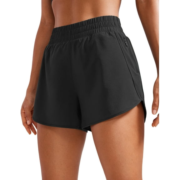 CRZ YOGA Athletic Shorts for Women 3"High Waisted Quick Dry for Running Workout Gym Track with Zip Pocket