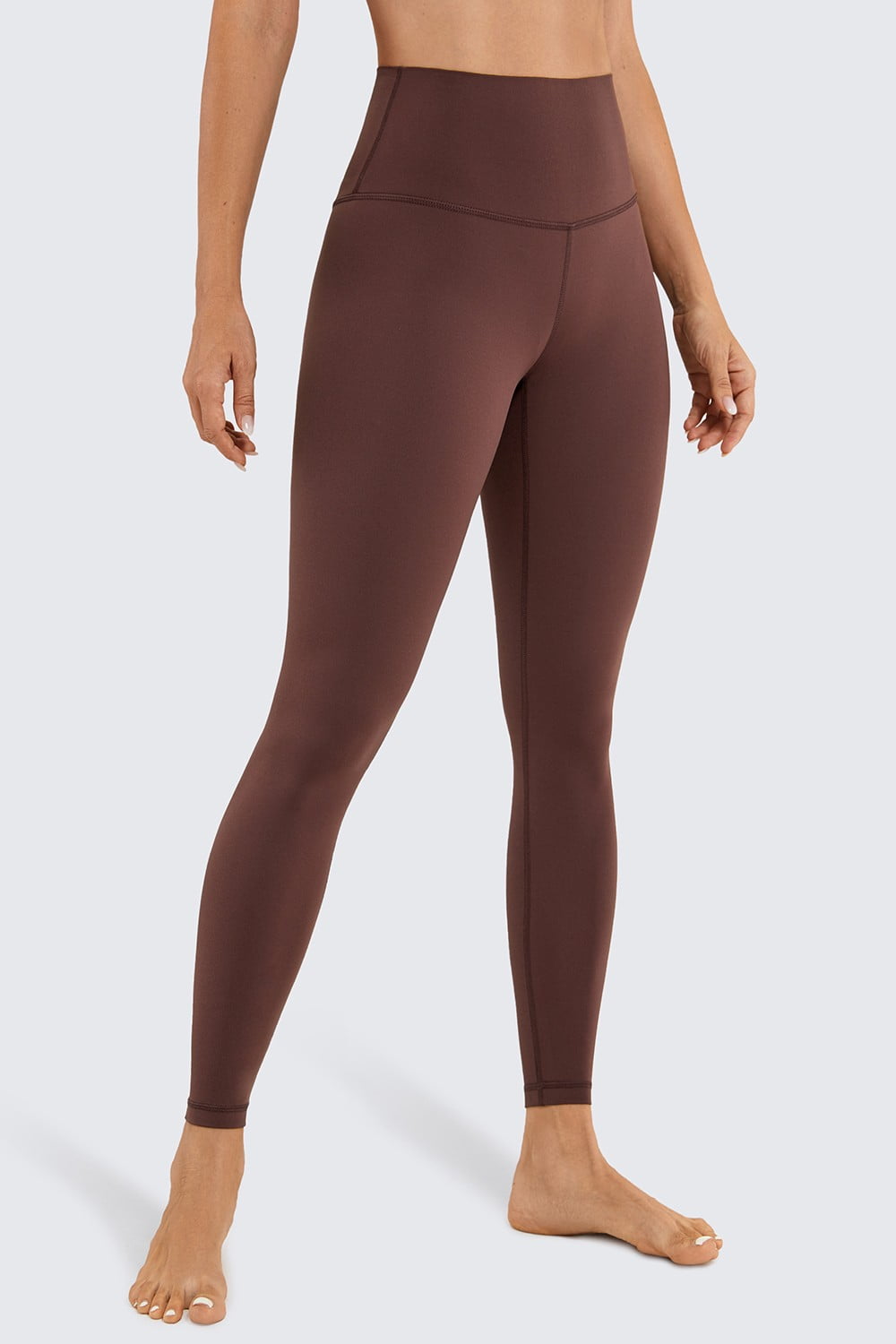 CRZ YOGA cRZ YOgA Womens Butterluxe cross Waist Workout Leggings 25 Inches  - V crossover High Waisted gym Athletic Yoga Leggings Taupe Sm