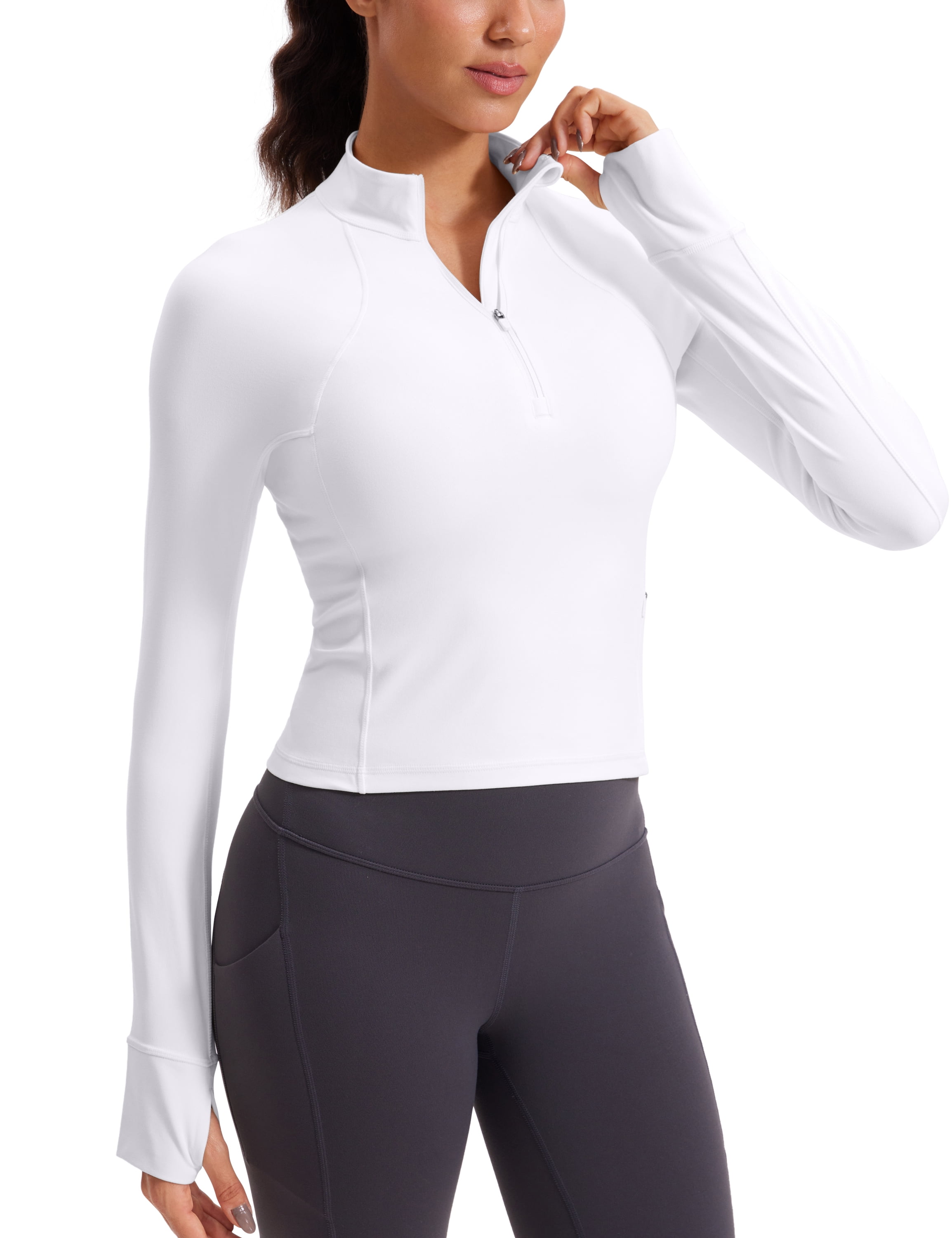 CRZ YOGA Women's Butterluxe Long Sleeve Workout Shirts Zip