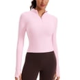 thumbnail image 1 of CRZ YOGA Women's Butterluxe Long Sleeve Workout Shirts Zip Sweatshirt Athletic Crop Tops Collared T-shirts, 1 of 5