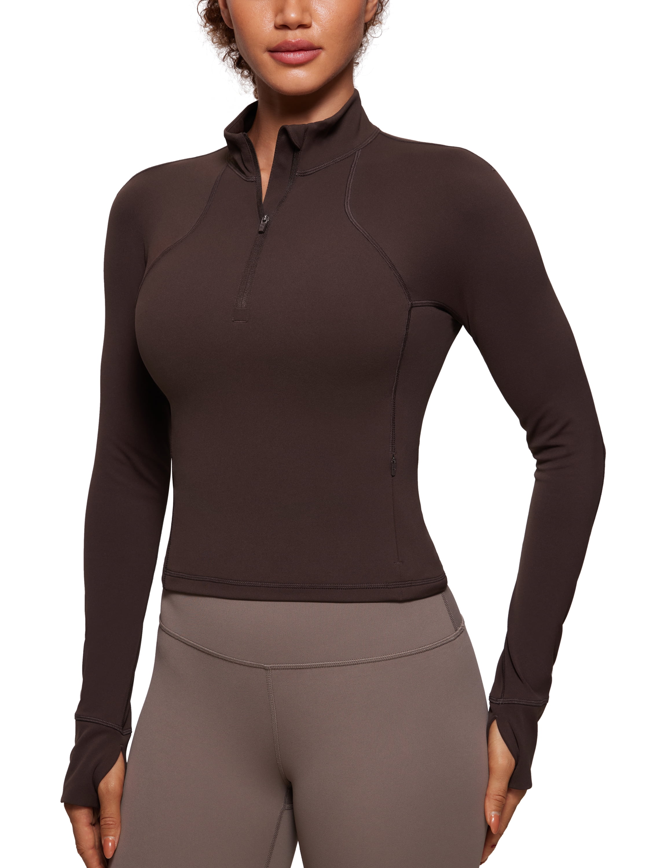 CRZ YOGA Women's Butterluxe Long Sleeve Workout Shirts Half Quarter Zip ...