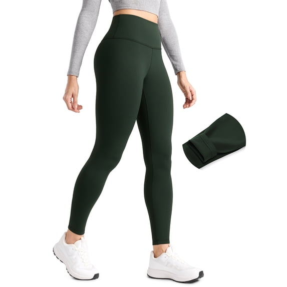 CRZ YOGA Matte Thermal Fleece Lined Leggings 28'' Casual Lounge Workout Womens Yoga Pants