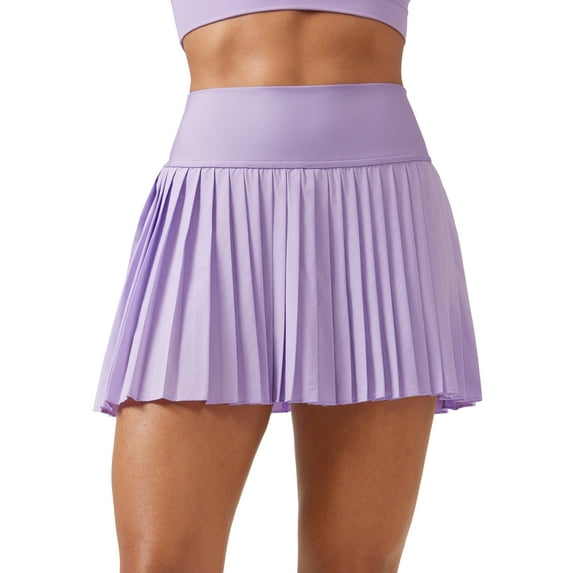CRZ YOGA High Waisted Pleated Tennis Skirts for Women Mini Lined Casual Tummy Control Skort with Pockets