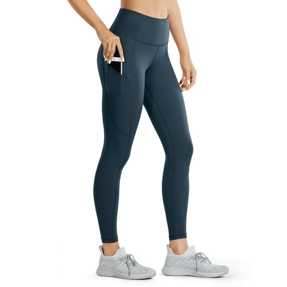 CRZ YOGA Women's Naked Feeling Workout Leggings 25 Inches High Waisted with Pockets