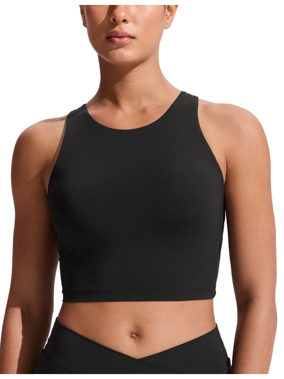 Racerback Bikini Tops for Women Padded High Neck Modest Swim Sports Bathing Bra