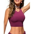 thumbnail image 1 of CRZ YOGA Racerback Bikini Tops for Women Padded High Neck Modest Swim Sports Bathing Bra, 1 of 6