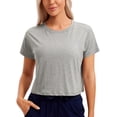 thumbnail image 1 of CRZ YOGA Women's Pima Cotton Workout Short Sleeve Shirts Loose Athletic Crop Tops Casual T-Shirt, 1 of 4