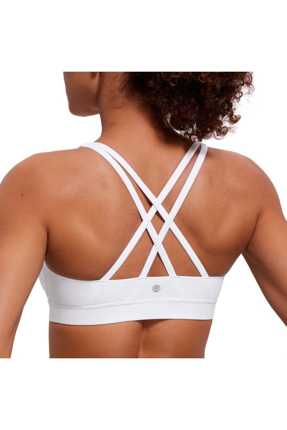 Women's Strappy Sports Bras Fitness Workout Padded Yoga Top Criss Cross Back