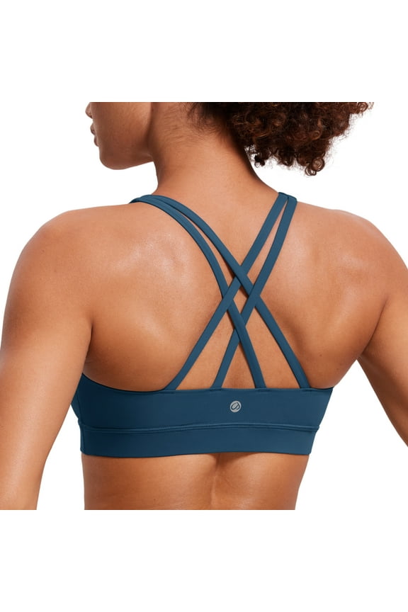 Women's Strappy Sports Bras Fitness Workout Padded Yoga Top Criss Cross Back
