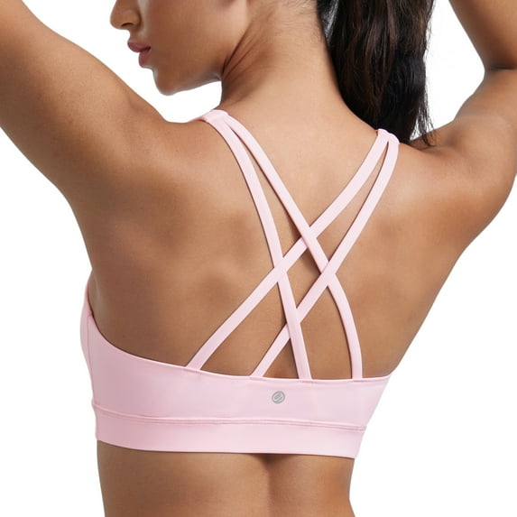 CRZ YOGA Women's Strappy Sports Bras Fitness Workout Padded Yoga Top Criss Cross Back