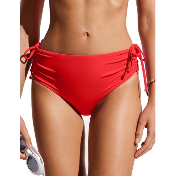 CRZ YOGA Ruched Bikini Bottoms for Women Bathing Swimsuit Adjustable Side Tie Swim Briefs