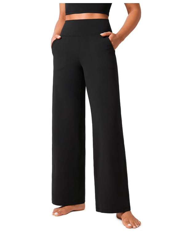 Butterlift Wide Leg Pants Pockets 31'' Women High Waisted Yoga Lounge Soft Casual Pants
