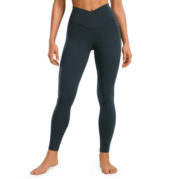 CRZ YOGA Womens Butterluxe Cross Waist Workout Leggings 28 Inches High Waisted
