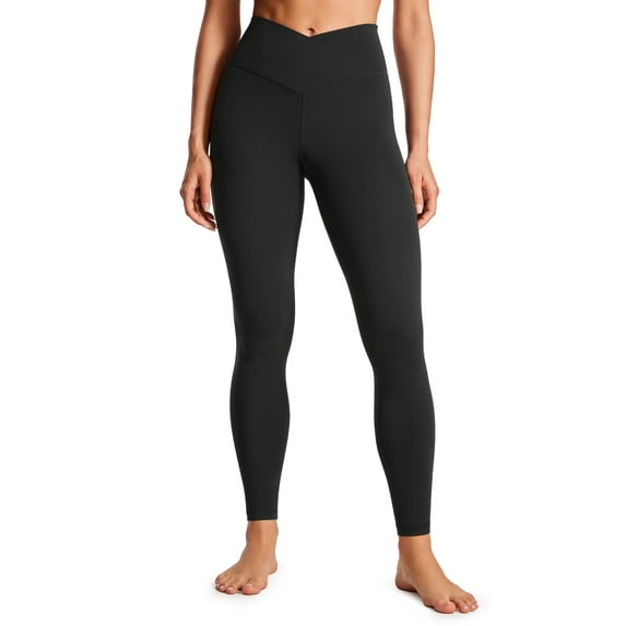 CRZ YOGA Womens Butterluxe Cross Waist Workout Leggings 28 Inches High Waisted