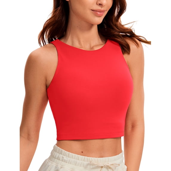 CRZ YOGA Womens Butterluxe Double Lined Cropped Tops Racerback Tanks Sleeveless Casual Workout Crop Shirts