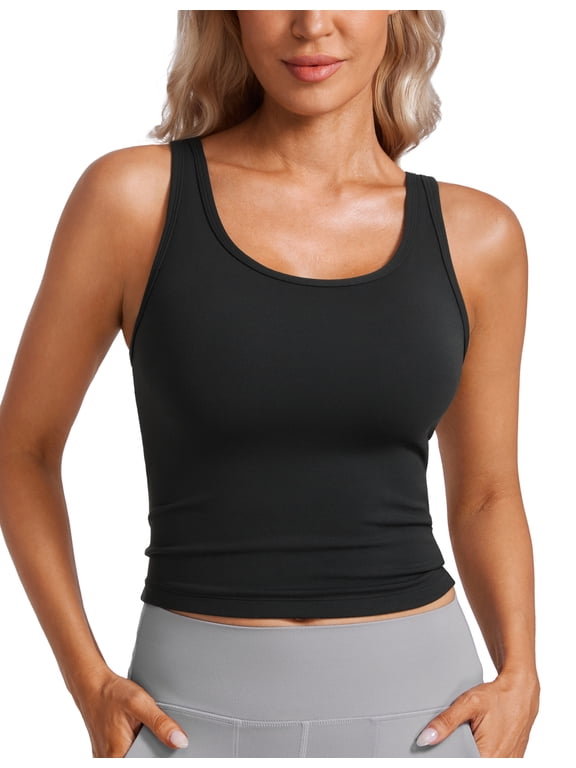 Womens Butterluxe Double Lined Tank Tops Scoop Neck Racerback Workout Tanks