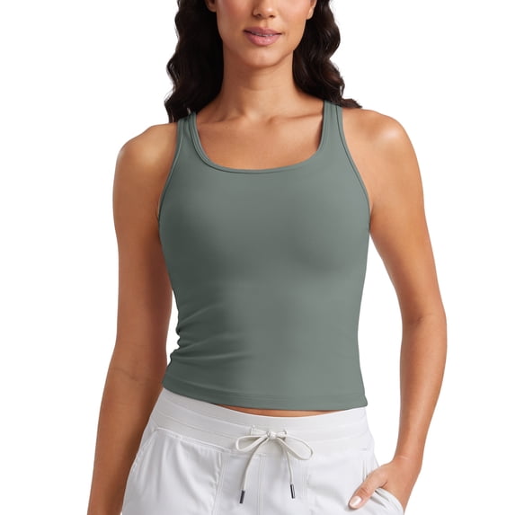 CRZ YOGA Womens Butterluxe Double Lined Tank Tops Scoop Neck Racerback Workout Tanks