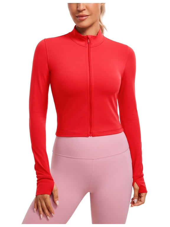 Butterluxe Cropped Athletic Jackets for Women Full Zip Up Track Tops