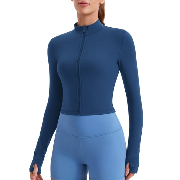 CRZ YOGA Butterluxe Cropped Athletic Jackets for Women Full Zip Up Track Tops
