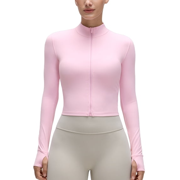 CRZ YOGA Butterluxe Cropped Athletic Jackets for Women Full Zip Up Track Tops