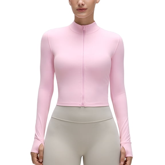 CRZ YOGA Butterluxe Cropped Athletic Jackets for Women Full Zip Up Track Tops