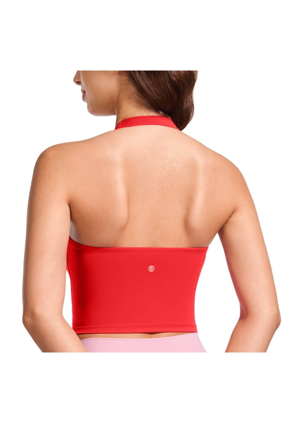 Butterluxe Halter Crop Tank Tops for Women Open Back Padded Longline Sports Bras Workout