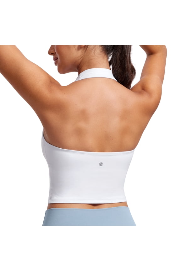 Butterluxe Halter Padded Longline Sports Bras For Women Open Back Crop Tops Workout Gym