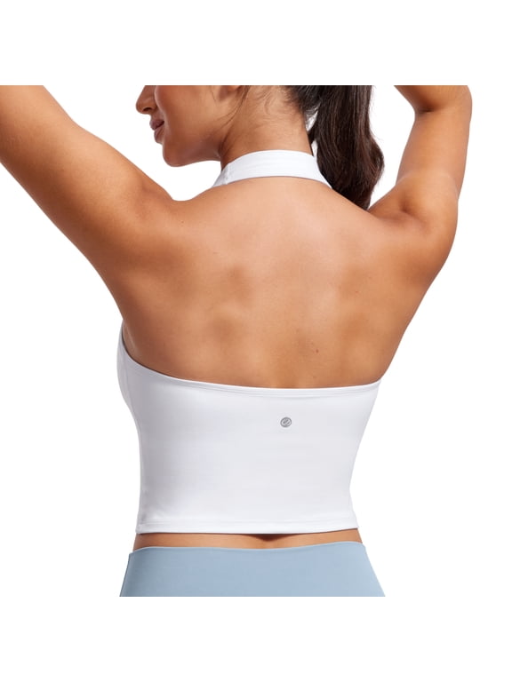 Butterluxe Halter Padded Longline Sports Bras For Women Open Back Crop Tops Workout Gym