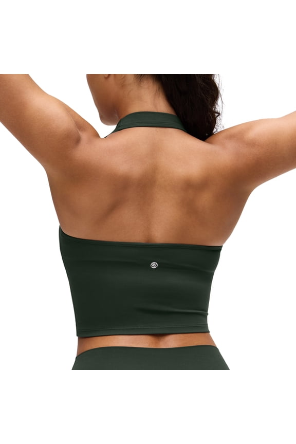 Butterluxe Halter Padded Longline Sports Bras For Women Open Back Crop Tops Workout Gym