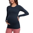 thumbnail image 1 of CRZ YOGA Butterluxe Maternity Long Sleeve Shirts Athletic Yoga Casual Pregnancy Womens Tee Tops Basic Soft, 1 of 3