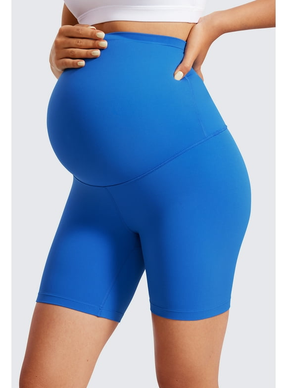 Womens Butterluxe Maternity Biker Shorts Pregnancy Yoga Workout Leggings 6"