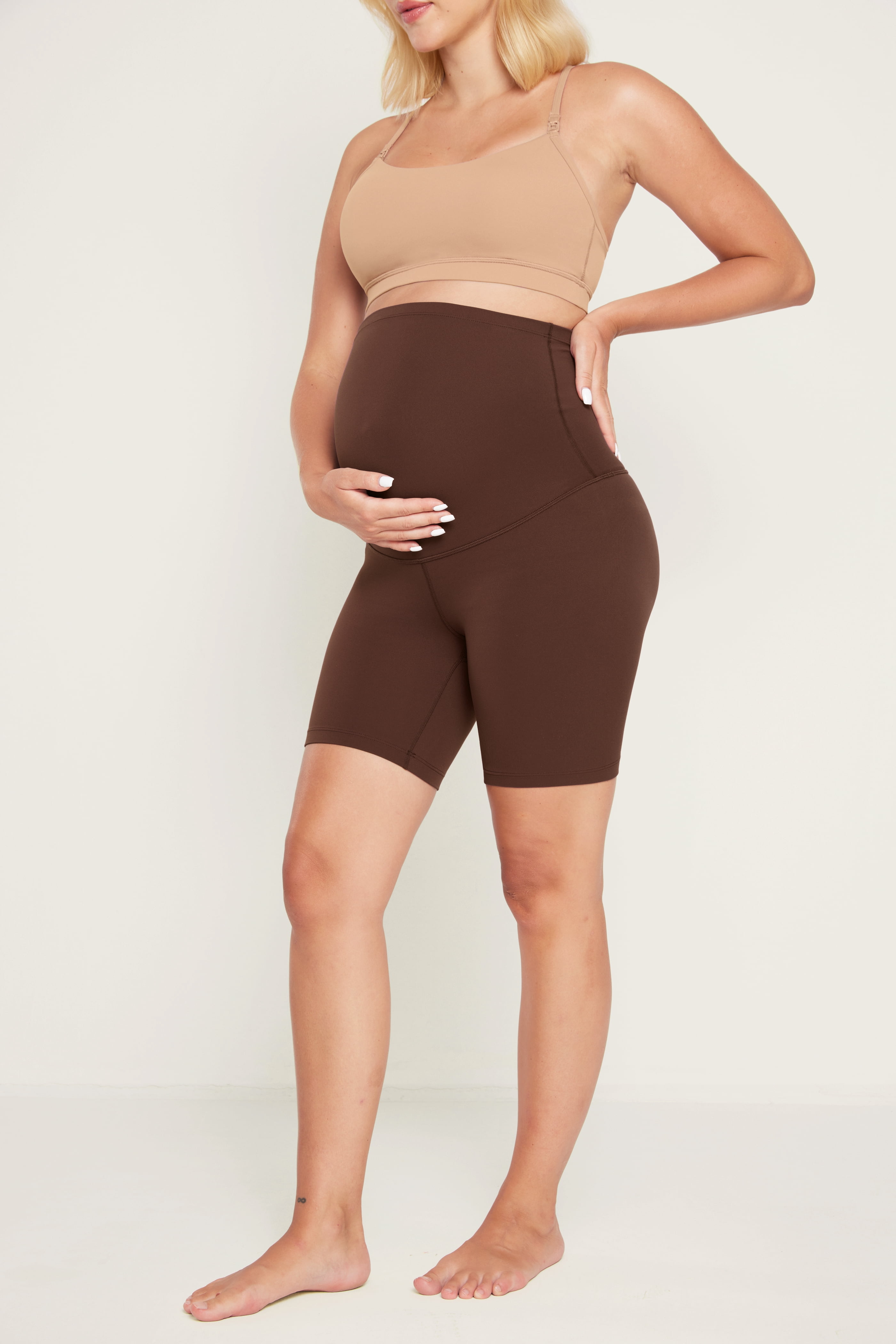 CRZ YOGA Womens Butterluxe Zwangerschaps Yoga Biker Shorts Over De Buik 6.Zwangerschaps Workout Hardlopen Atletisch zwart XS