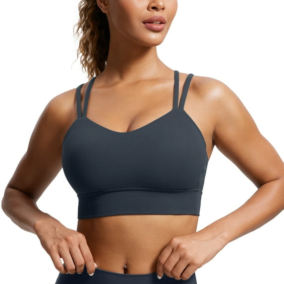 CRZ YOGA Butterluxe Strappy Longline Sports Bras for Women Double Spaghetti Strap Workout Yoga Crop Top