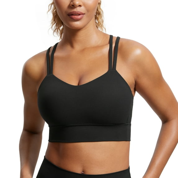 CRZ YOGA Butterluxe Strappy Longline Sports Bras for Women Double Spaghetti Strap Workout Yoga Crop Top
