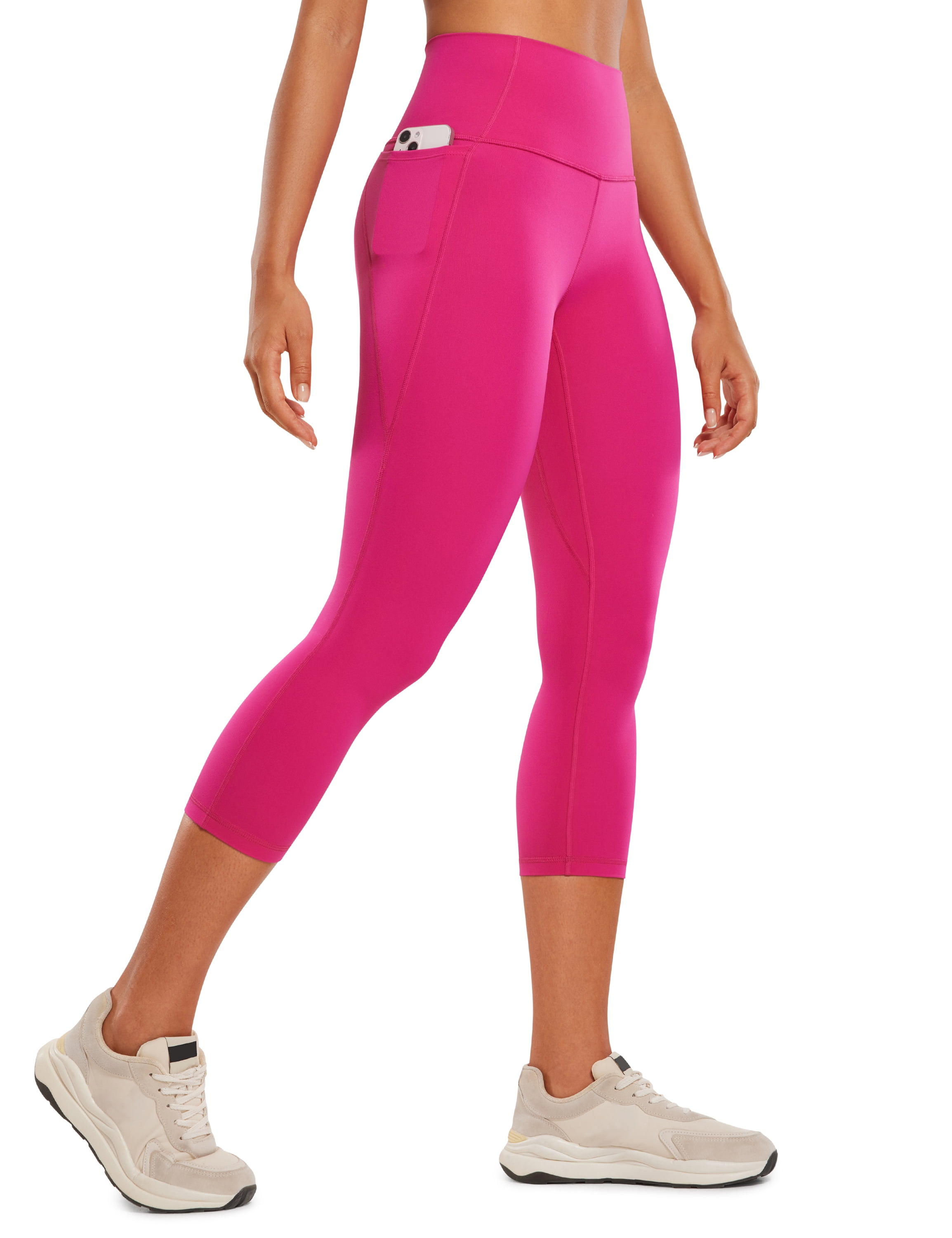 CRZ YOGA Vrouwen Butterluxe Workout Capri Leggings 21'' - Hoge Taille Crop Yoga Broek met Zakken Boterzacht Cascadia Groen M