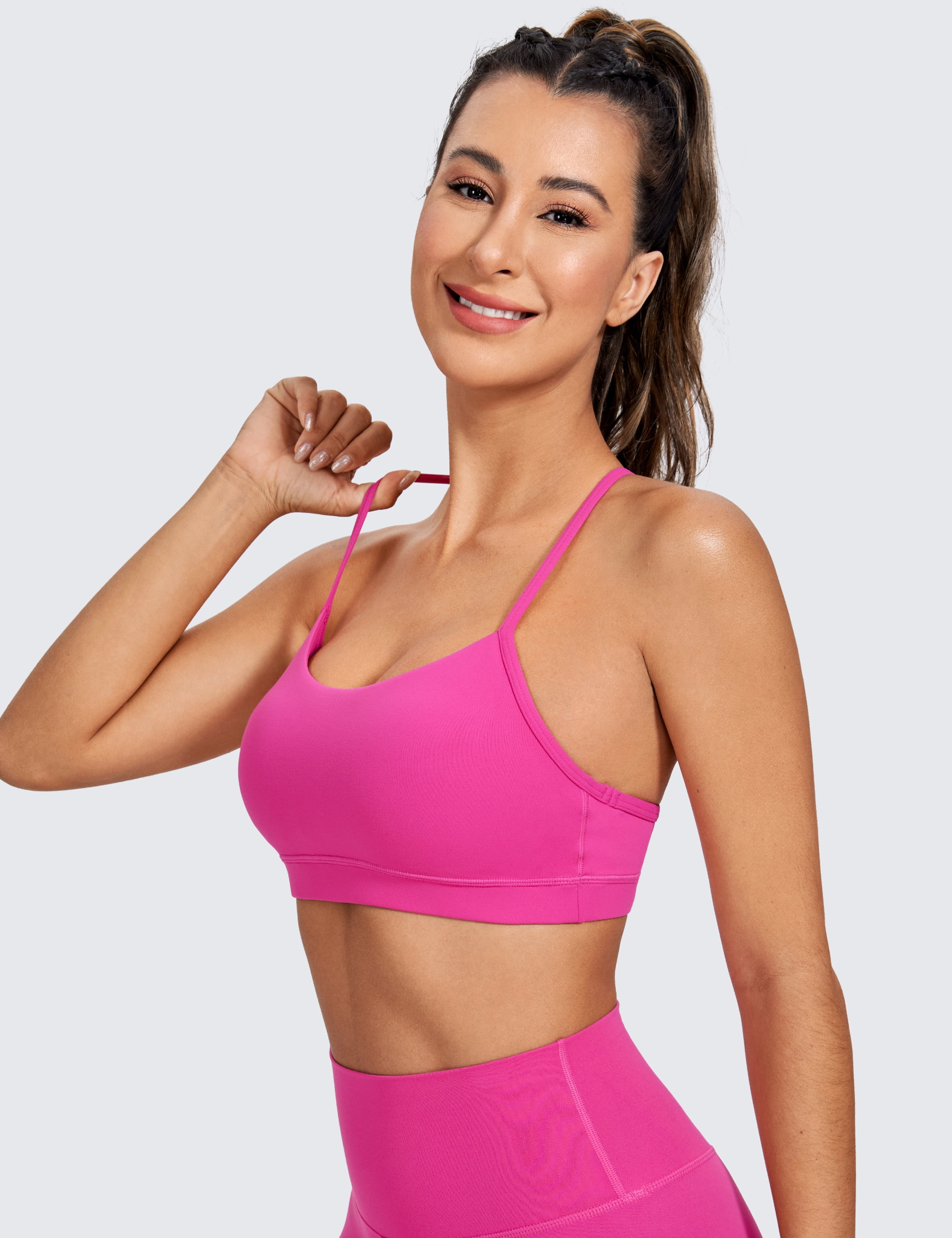 CRZ YOGA Womens Butterluxe Y Back Sports Bra Padded Workout Yoga Bras