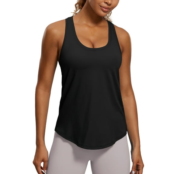 CRZ YOGA Pima Cotton Racerback Tank Tops for Women Workout Athletic Casual Soft Sleeveless Shirts