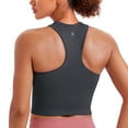 thumbnail image 1 of CRZ YOGA Womens Ribbed Longline Sports Bra Racerback Padded Slim Fit Crop Tank Top with Built in Pads, 1 of 5