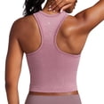 thumbnail image 1 of CRZ YOGA Womens Ribbed Longline Sports Bra Racerback Padded Slim Fit Crop Tank Top with Built in Pads, 1 of 5