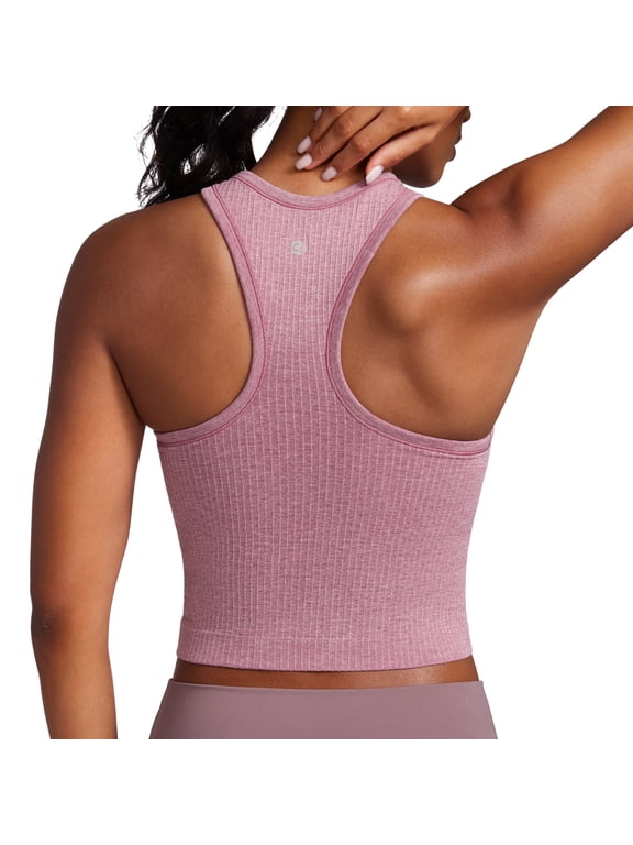 Sostén CRZ YOGA sin costuras, acanalado, con espalda racer y copas pequeñas