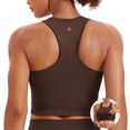 thumbnail image 1 of CRZ YOGA Womens Ribbed Longline Sports Bra Racerback Padded Slim Fit Crop Tank Top with Built in Pads, 1 of 5