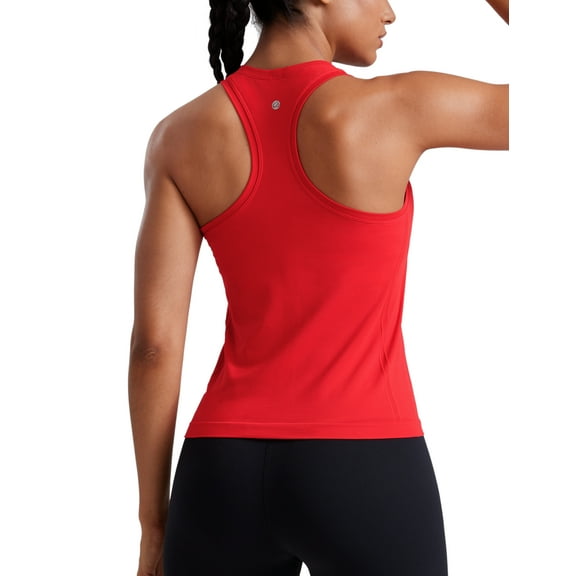 CRZ YOGA Seamless Racerback Tank Tops for Women Gym Workout Athletic Running Sleeveless Shirts Breathable