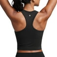 thumbnail image 1 of CRZ YOGA Womens Ribbed Longline Sports Bra Racerback Padded Slim Fit Crop Tank Top with Built in Pads, 1 of 8