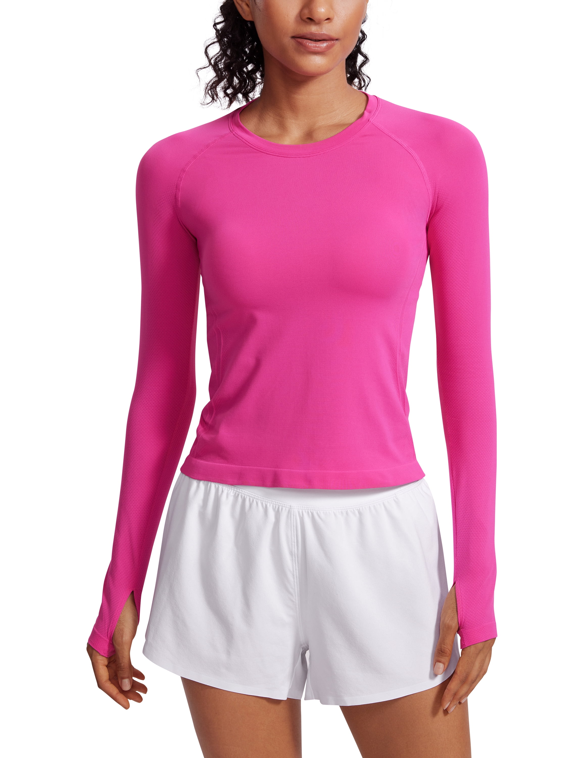CRZ YOGA Women's Seamless Long Sleeve Workout Top - Slim Fit Athletic Shirt For Running & Gym